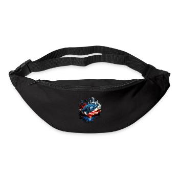 L’Amérique pêche sous la Lune avec le drapeau américain - Sac banane - noir - Devant