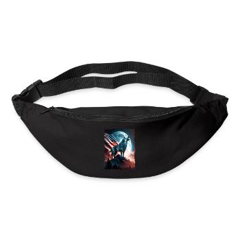 America wolf under Moon with American Flag - Gürteltasche - Schwarz - Vorne