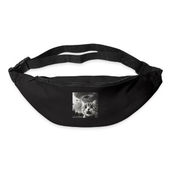 Funny Anxious Cats Selfie UFO Alien - Bum bag - black - Front