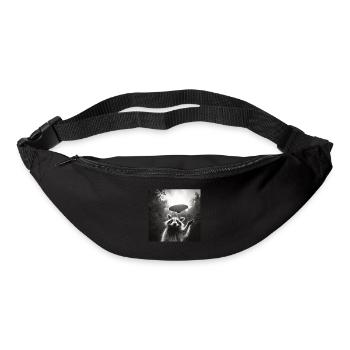 Funny Frightened Raccoon Selfie UFO Alien - Bum bag - black - Front