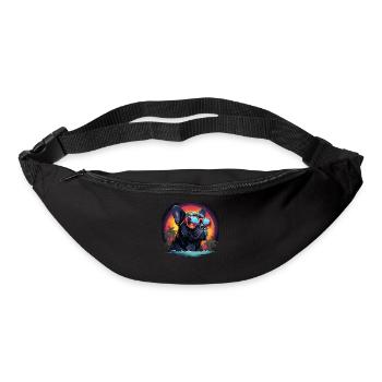 80s 90s Synthwave French Bulldog - Bum bag - black - Front