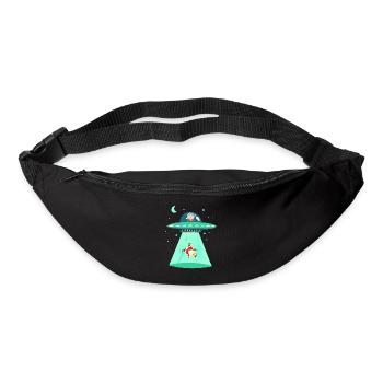 Elf abducting Santa Claus in a UFO - Bum bag - black - Front