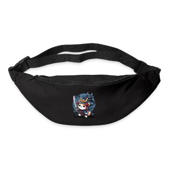 Samurai-Ninja-Katze und Monster dahinter - Gürteltasche - Schwarz - Vorne