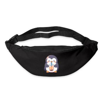Kawaii Pinguin trinkt Boba Bubble Tea Chibi - Gürteltasche - Schwarz - Vorne