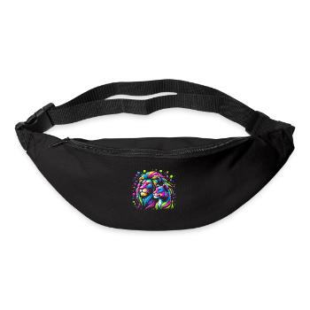 Lion and Lioness Art Animal Lover Multicolored Lion - Bum bag - black - Front