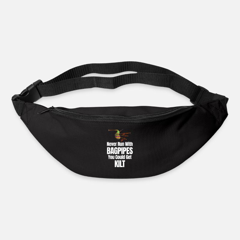 Ne courez jamais avec des cornemuses, vous aurez le kilt - Sac banane - noir