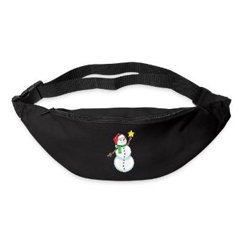 Poinsettia de Noël bonhomme de neige - Sac banane - noir - Devant