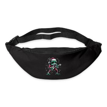 Grenouille cool avec guitare et chapeau de père Noël - Sac banane - noir - Devant