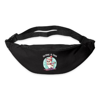 Niedliches Lama mit Strickmütze fährt Ski lustig - Gürteltasche - Schwarz - Vorne