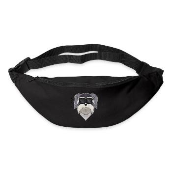 Schnauzer Hund mit Brille - cooler Hund - Gürteltasche - Schwarz - Vorne