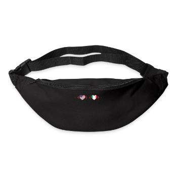 États-Unis Italie Heartbeat Cœur Américain Italien - Sac banane - noir - Devant