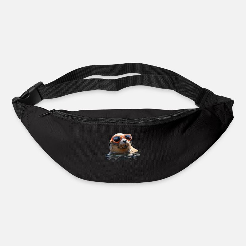 Robbe mit Sonnenbrille Seehund Walross Süße Robben - Gürteltasche - Schwarz