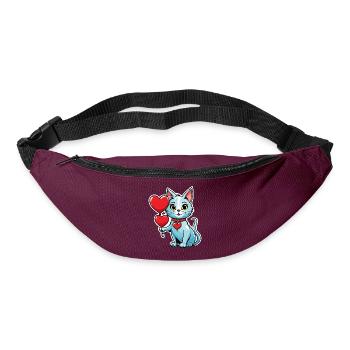 Cat Heart - Valentine's Day - Bum bag - burgundy - Front