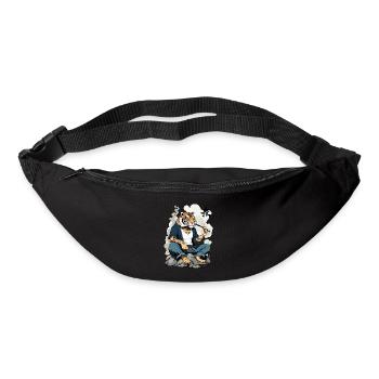 Japanischer rauchender Tiger Streetwear Kunststil - Gürteltasche - Schwarz - Vorne