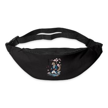Cute Samurai Otter Cherry Blossom Ukiyo-E Design - Bum bag - black - Front