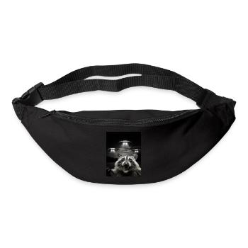 Lustiges Waschbären Selfie Vor UFOs Waschbär UFO - Gürteltasche - Schwarz - Vorne