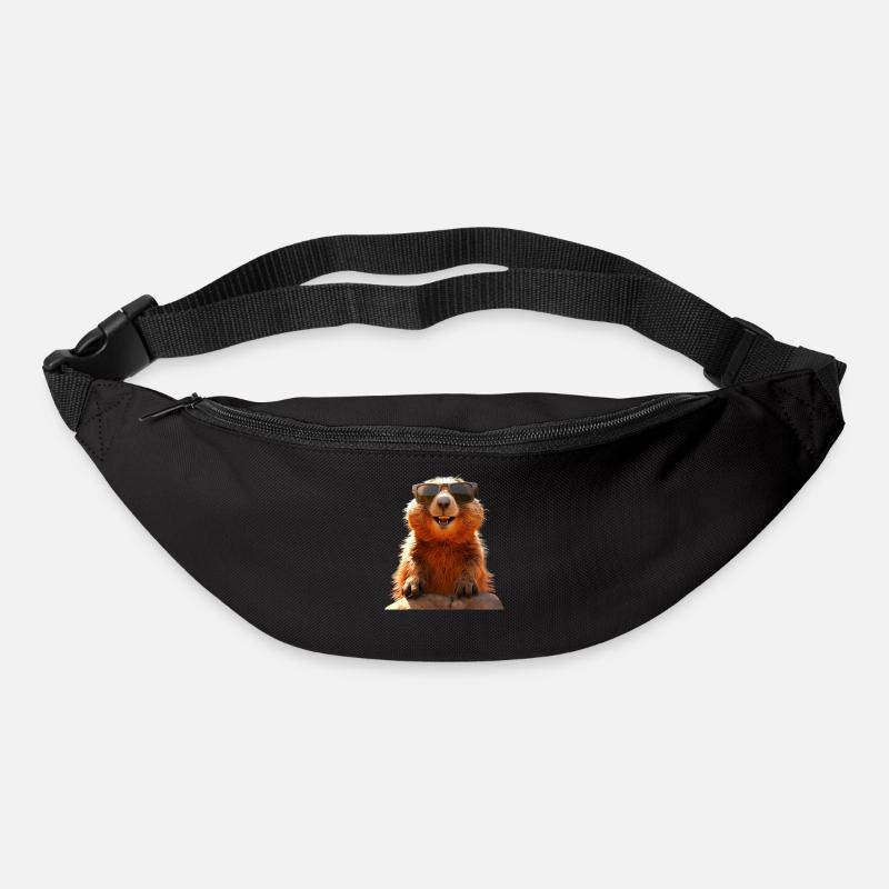 Murmeltier mit Sonnenbrille Nagetier Erdhörnchen - Gürteltasche - Schwarz