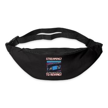 Lustige VHS-Ära Zurückspulen Label Space Streaming - Gürteltasche - Schwarz - Vorne