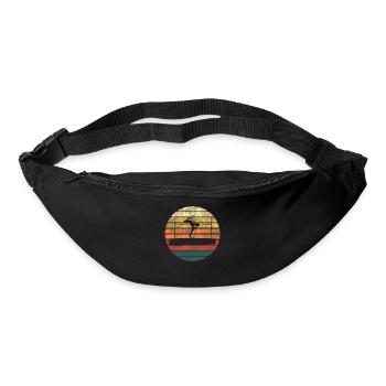 Silhouette de saut en hauteur coucher de soleil - Sac banane - noir - Devant