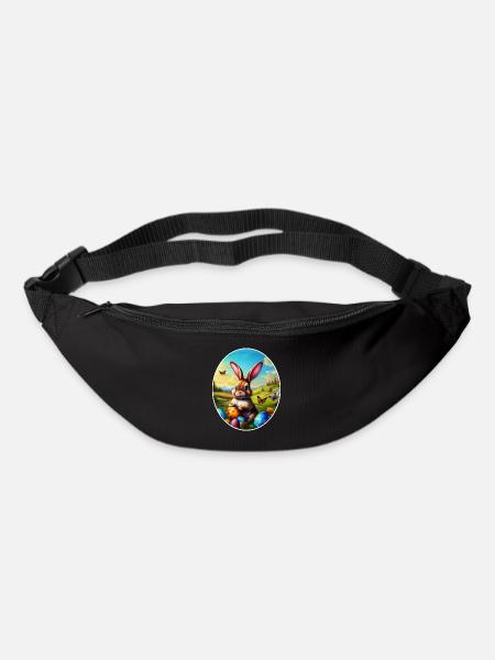 Hübscher Osterhase in Landschaft - Gürteltasche - Schwarz