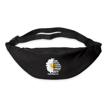 Je peux tout faire à travers la fleur de marguerite du Christ - Sac banane - noir - Devant
