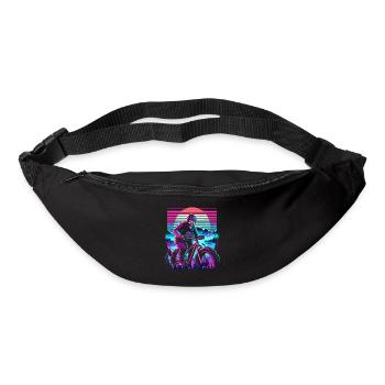 Synthwave Skeleton Biker Fatbike Rétro Coucher de soleil - Sac banane - noir - Devant