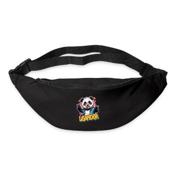 LEANDER - Schöner Jungen Name mit coolem Panda - Gürteltasche - Schwarz - Vorne