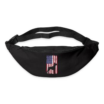 Chien boxer avec drapeau des États-Unis - Sac banane - noir - Devant