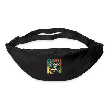 Vintage Katze Sonnenbrille Katzen - Gürteltasche - Schwarz - Vorne