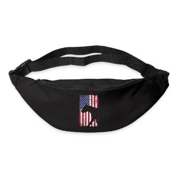 Chien American Staffordshire Terrier avec drapeau américain - Sac banane - noir - Devant
