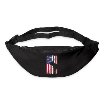 Chien Boston Terrier avec drapeau des États-Unis - Sac banane - noir - Devant