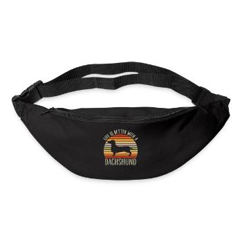 La vie est meilleure avec un teckel - Teckel drôle - Sac banane - noir - Devant
