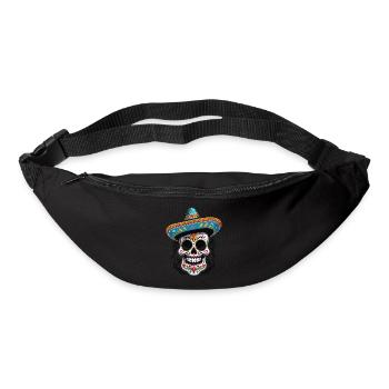 Streetwear mexicain emblématique Sugar Skull - Sac banane - noir - Devant
