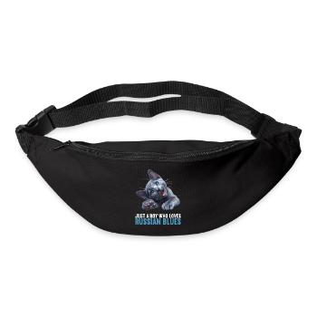Chat bleu russe Russisch Blau Katze - Sac banane - noir - Devant