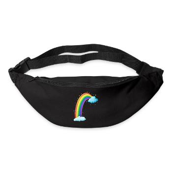 Arc-en-ciel coloré avec dessin de nuages - Sac banane - noir - Devant
