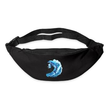 Dauphin sauteur dans la vague bleue - Sac banane - noir - Devant