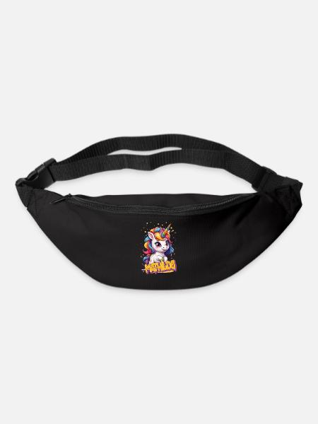 MATHILDE - Beau nom de fille avec une jolie licorne - Sac banane - noir