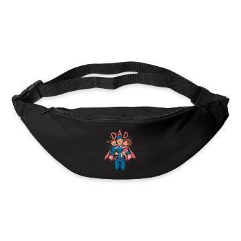 Superhero dad with proud children - Bum bag - black - Front