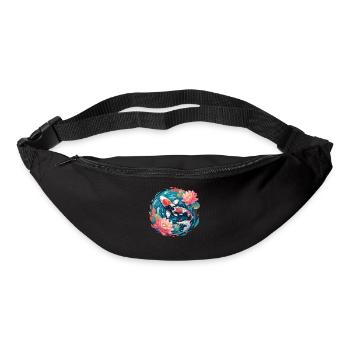 Vintage 80er Retro Japanisch Asiatisch Koi Karpfen - Gürteltasche - Schwarz - Vorne
