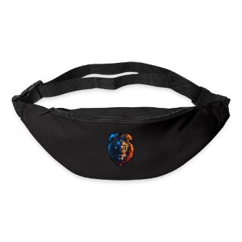 Lion rouge et bleu : art animalier féroce et vif - Sac banane - noir - Devant