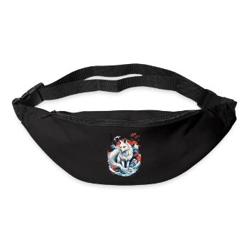 Masque Kitsune japonais Ukiyo-E Renard blanc - Sac banane - noir - Devant