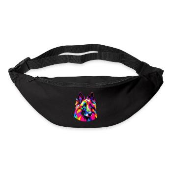 Bunte Pop Art Belgischer Schäferhund Groenendael - Gürteltasche - Schwarz - Vorne
