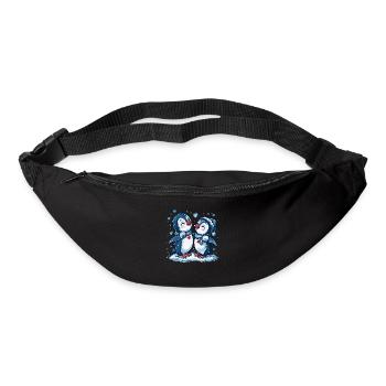Pingouin Couple Kawaii Pingouin Mignon - Sac banane - noir - Devant