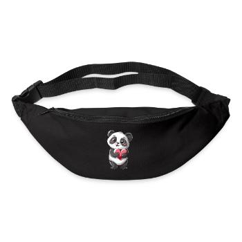 Adorable Panda Holding Heart - Cute Kawaii Panda - Bum bag - black - Front