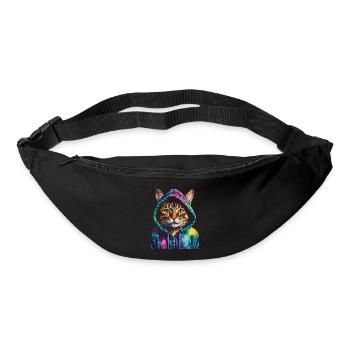 Cat Hoodie Colorful Funny Animal Design Print - Bum bag - black - Front