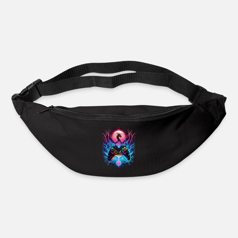 Synthwave Dragon Gaming Fantasie - Gürteltasche - Schwarz