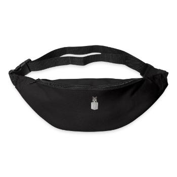 Eule in der Tasche T-Shirt - Lustiger spähender Vogel - Gürteltasche - Schwarz - Vorne