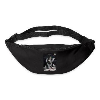 Affe Toilette lesen Zeitung Geschenk - Gürteltasche - Schwarz - Vorne