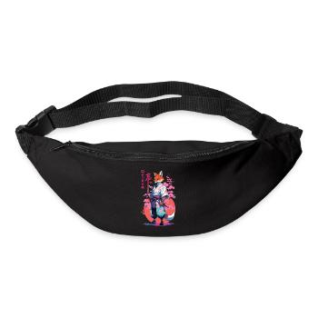 Kitsune Samurai Fuchs Aesthetic Vaporwave Stil - Gürteltasche - Schwarz - Vorne