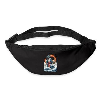 Dragon Samurai & Vintage Ukiyo-e Style Artwork - Bum bag - black - Front